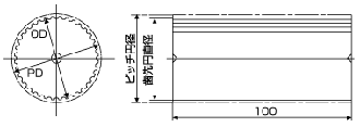 タイミングプーリMXLタイプ標準在庫プーリ形状